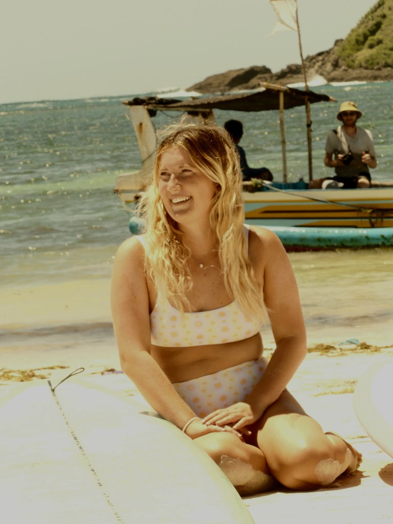 womens sustainable swimwear made for surfing, recycled plastic swimwear, eco friendly
