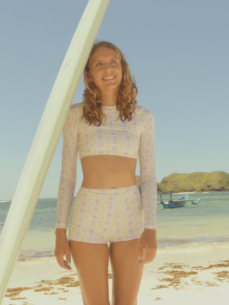 womens sustainable swimwear made for surfing, recycled plastic swimwear, eco friendly