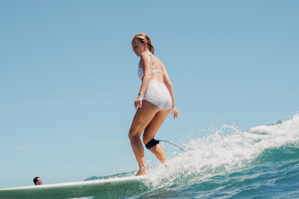 womens sustainable swimwear made for surfing, recycled plastic swimwear, eco friendly