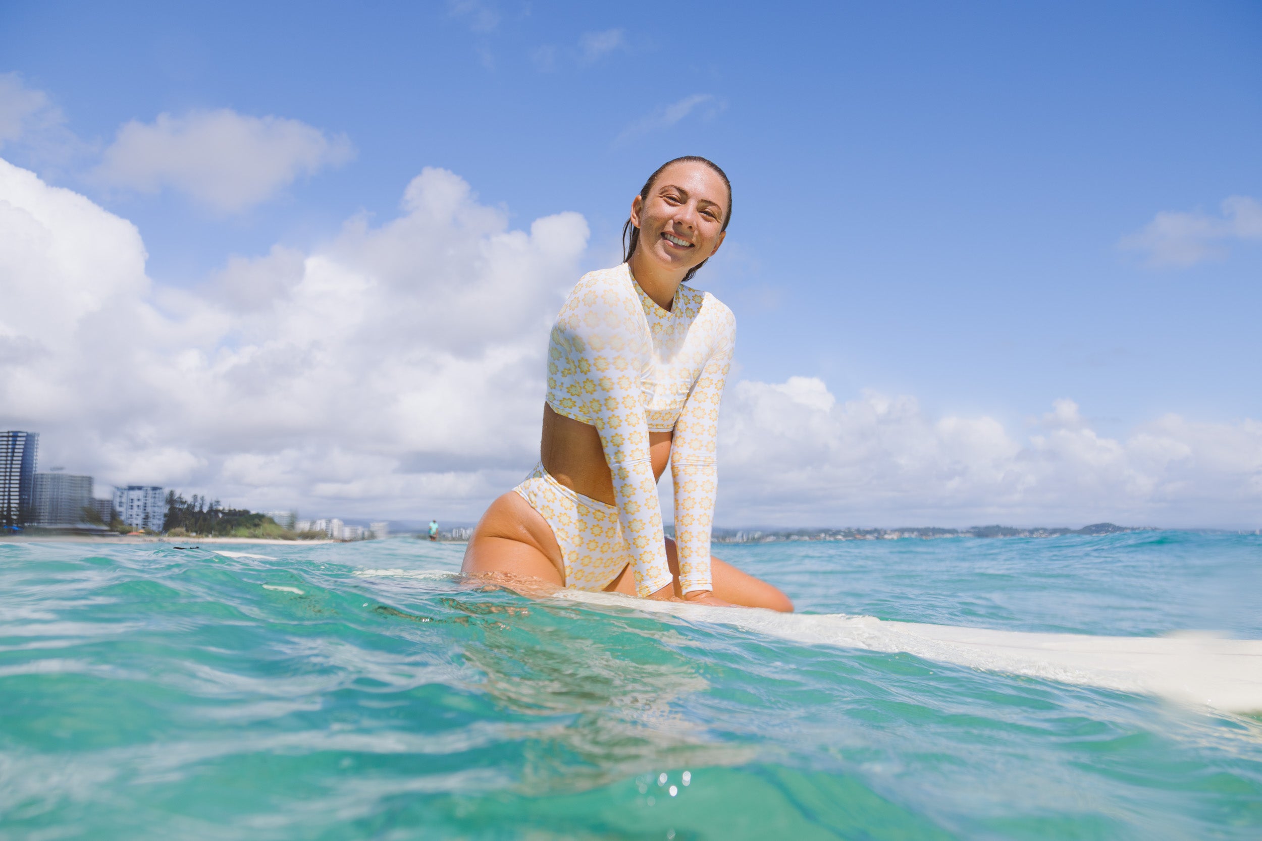 womens sustainable swimwear made for surfing, recycled plastic swimwear, eco friendly
